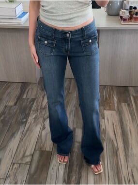 GAP Dark Blue Flare Jeans with Front Flap Pockets